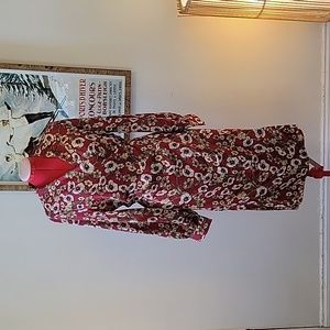 NWOT Red Floral Wrap Dress